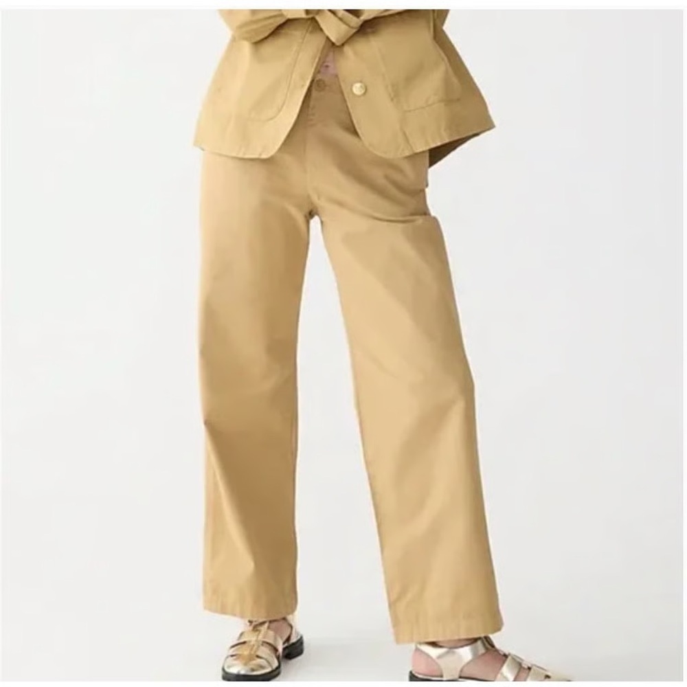 J.Crew | 2023 Sailor Heritage Relaxed Chino Tan Wide Leg Pant Plus Size 34/18 - Picture 4 of 10